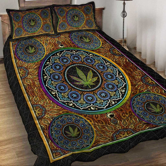 Mandala Leaf Get High - Weed Quilt Set