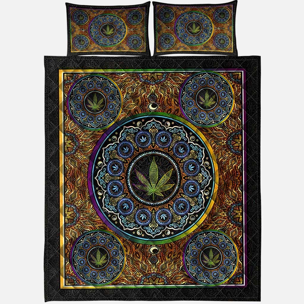 Mandala Leaf Get High - Weed Quilt Set