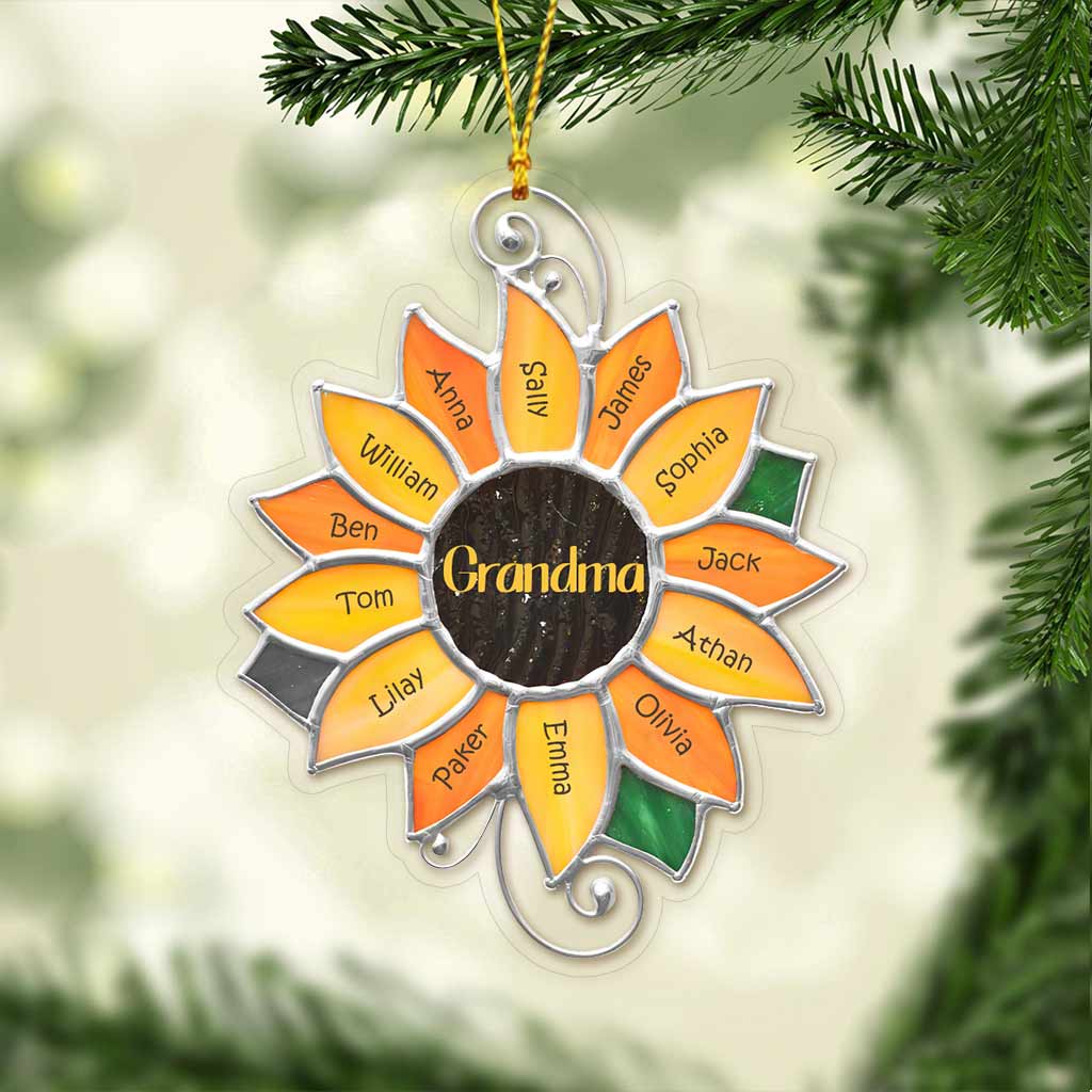 Grandma - Personalized Christmas Grandma Transparent Ornament With 3D Pattern Print