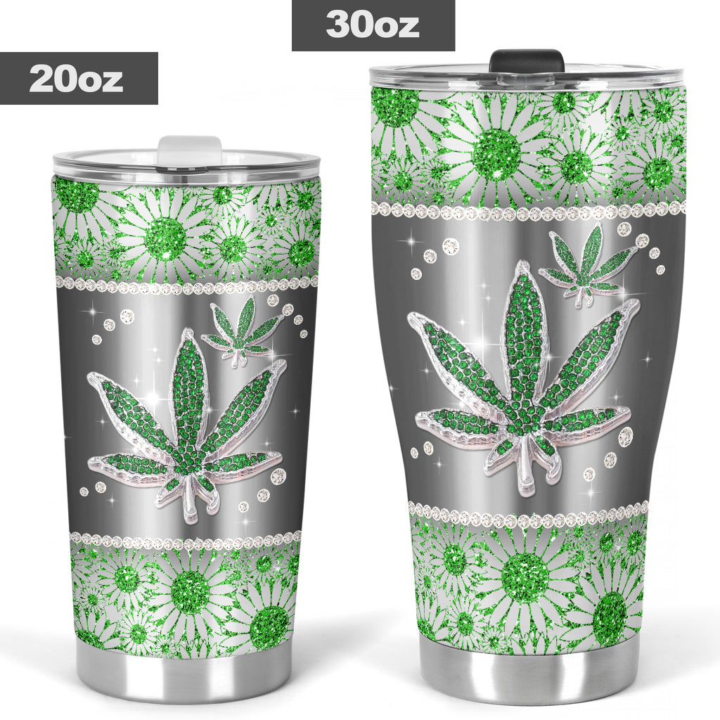 Green Leaves Pattern - Weed Tumbler 0822
