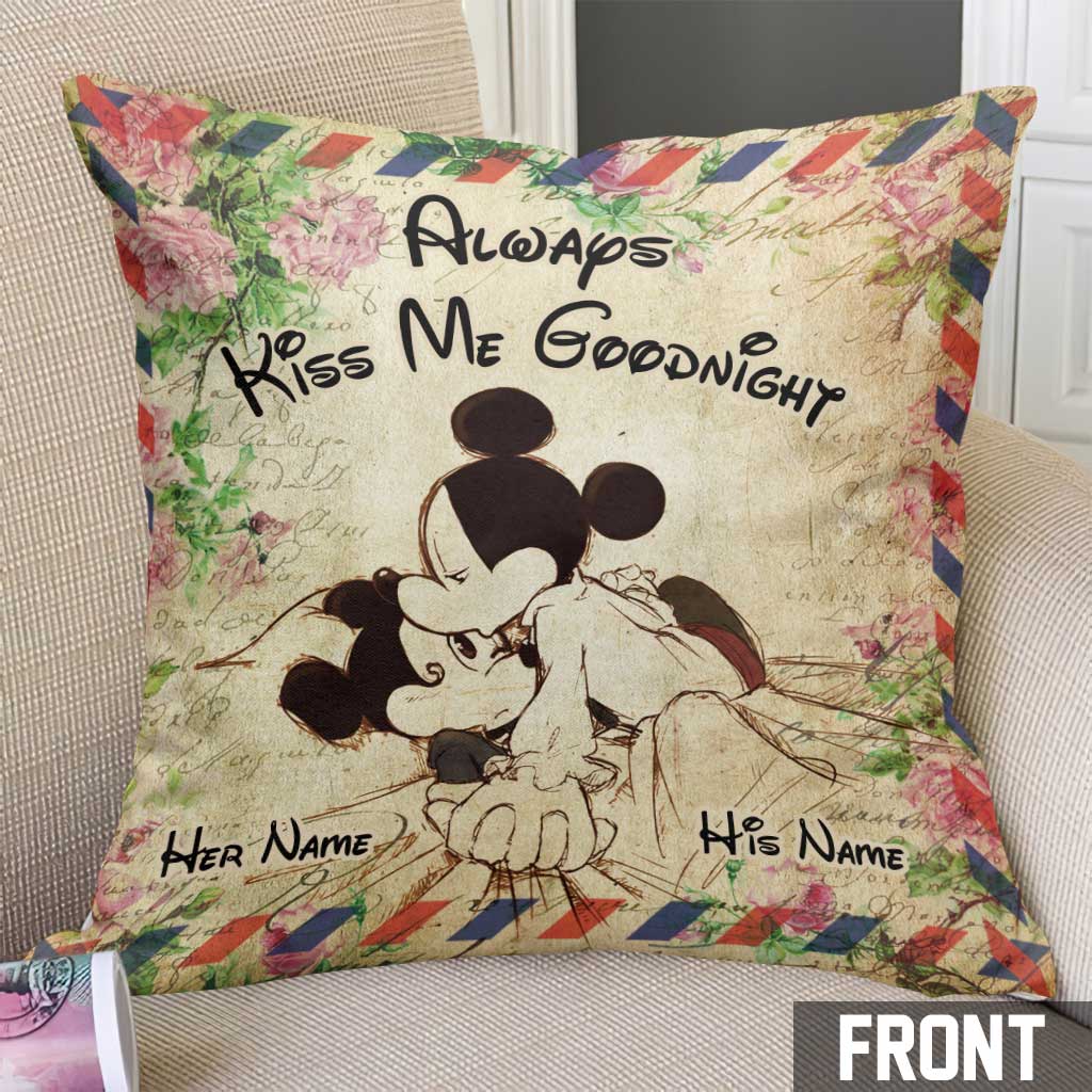 Always Kiss Me Goodnight - Personalized Mouse Throw Pillow