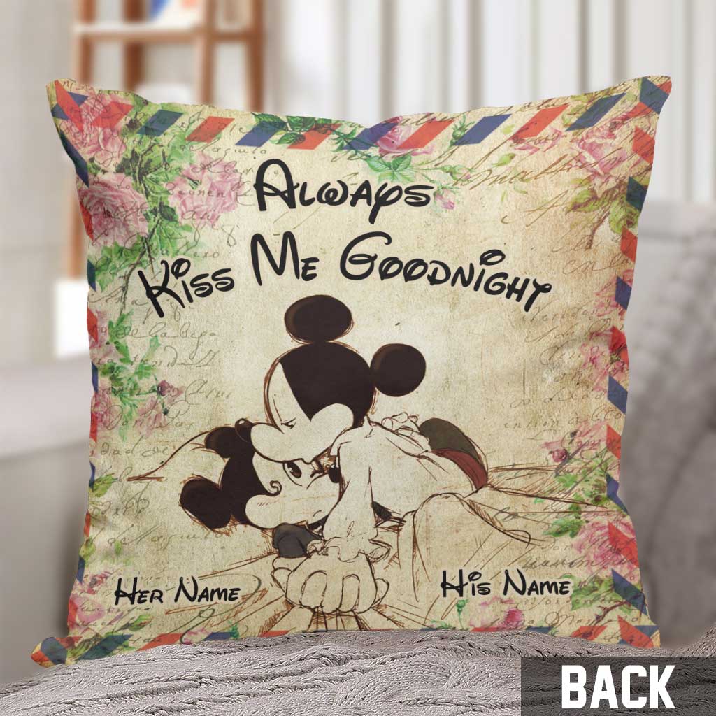 Always Kiss Me Goodnight - Personalized Mouse Throw Pillow