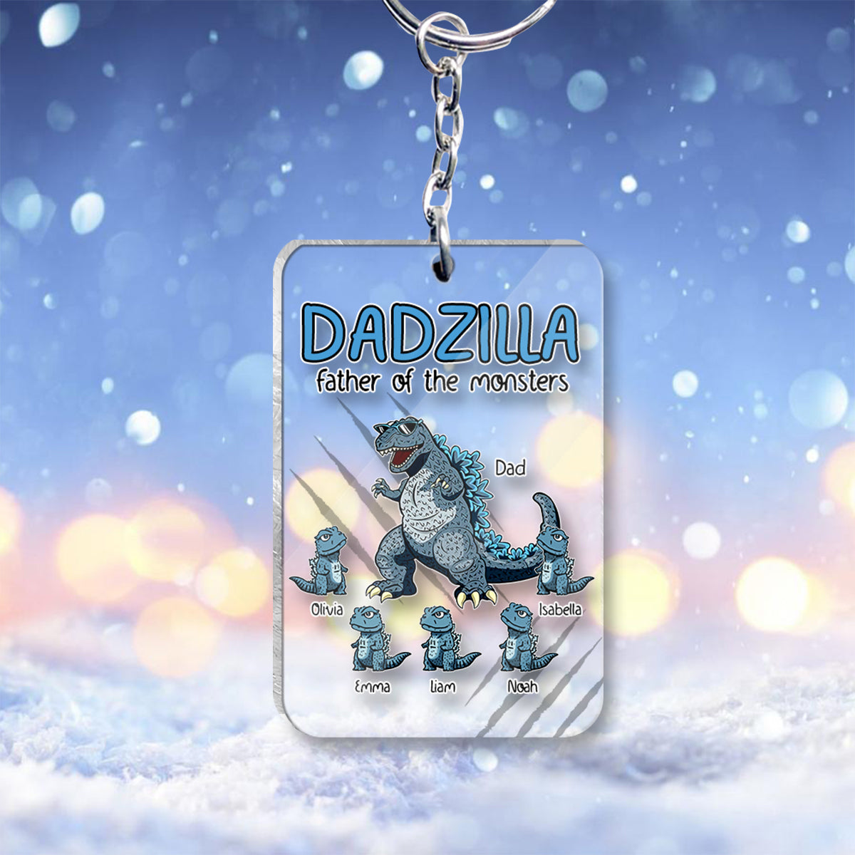 Dadzilla Father Of Monsters - Personalized Father Transparent Keychain