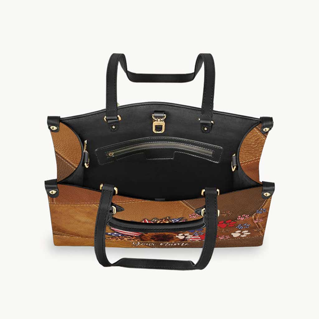 All American Dog Mom - Personalized Independence Day Leather Handbag
