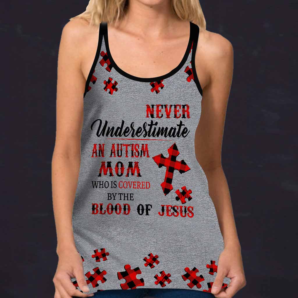 Never Underestimate  - Autism Awareness Cross Tank Top