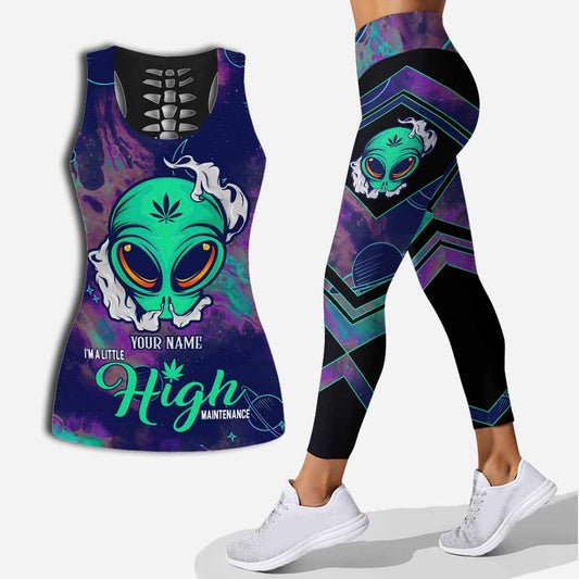 I'm A Little High Maintenance - Personalized Weed Hollow Tank Top and Leggings