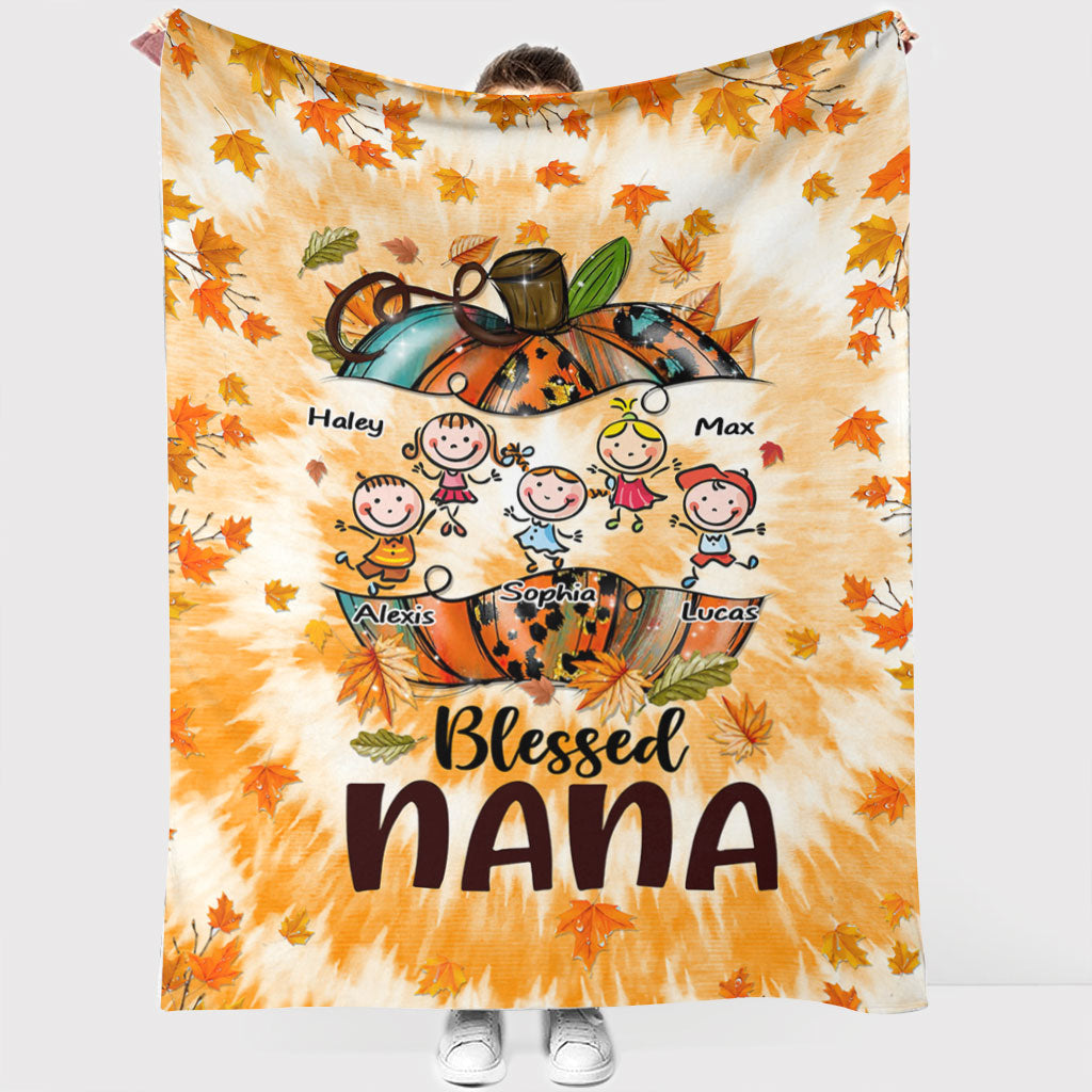 Blessed Nana - Personalized Thanksgiving Grandma Blanket