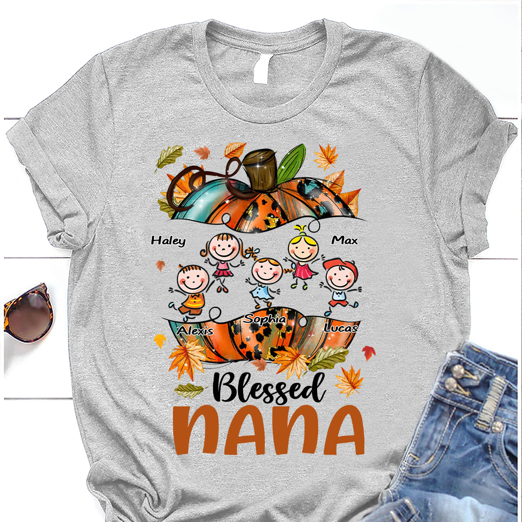 Blessed Nana - Personalized Thanksgiving Grandma T-shirt and Hoodie