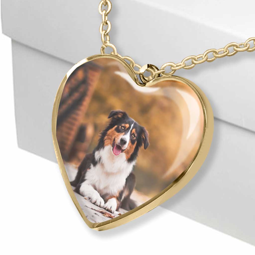 When I Close My Eyes - Personalized Christmas Dog Heart Pendant Necklace