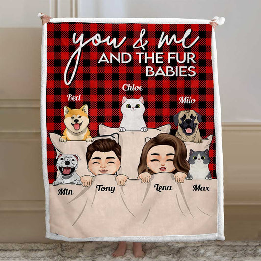 You & Me And The Fur Babies - Personalized Couple Blanket