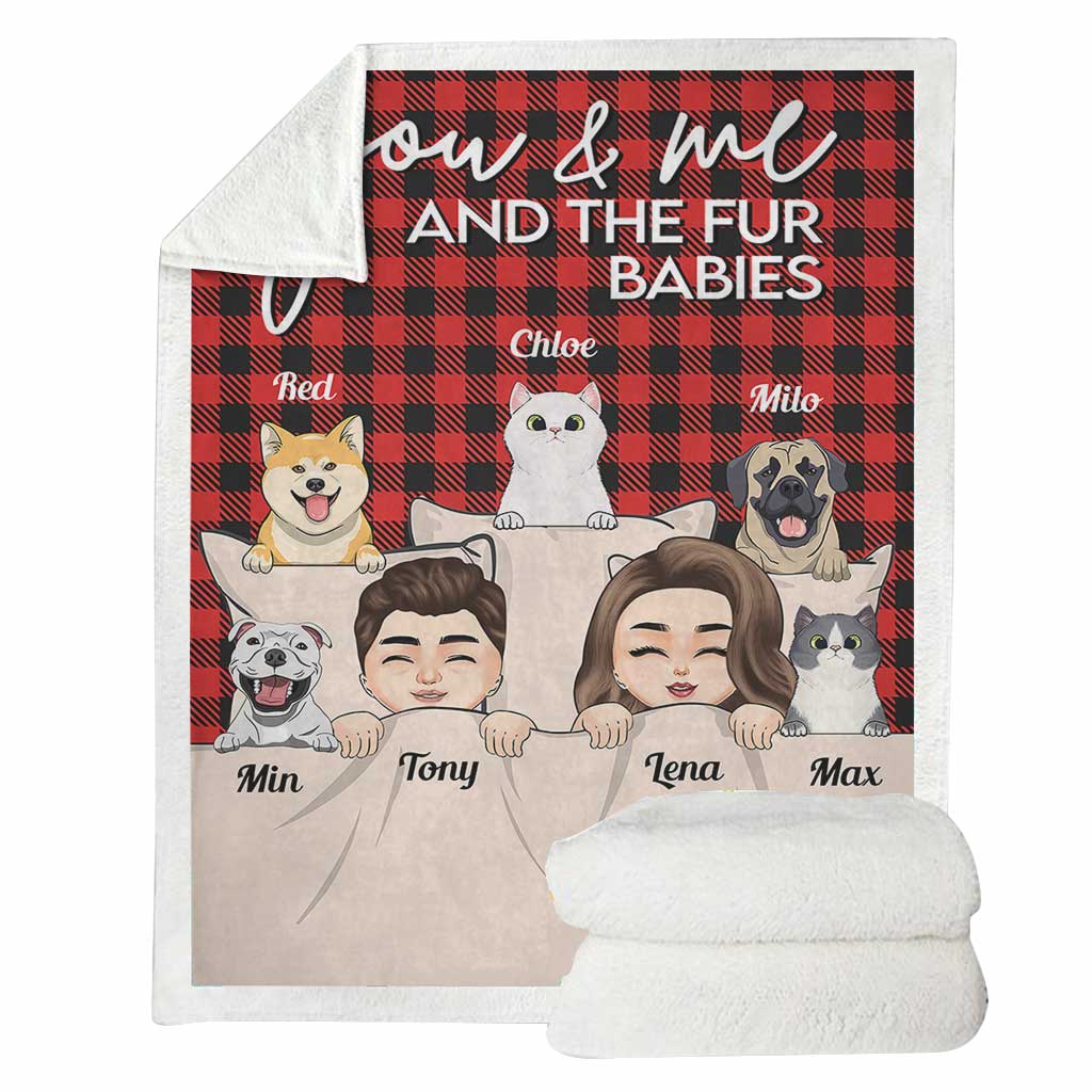 You & Me And The Fur Babies - Personalized Couple Blanket