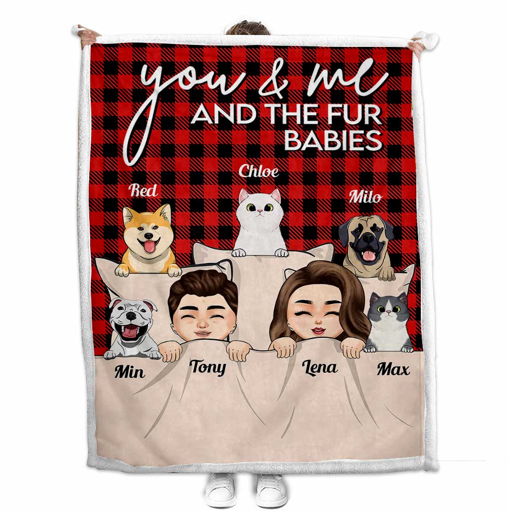 You & Me And The Fur Babies - Personalized Couple Blanket