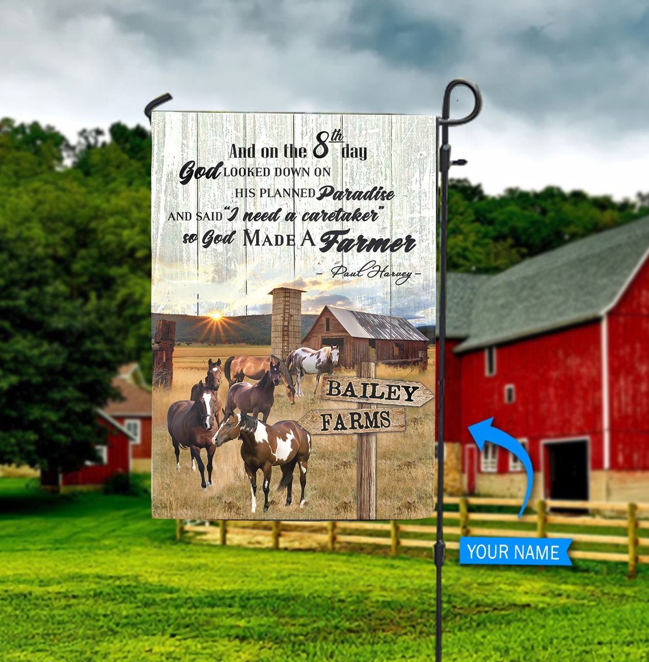 Horses So God Made A Farmer Personalized Horse Garden Flag 0523