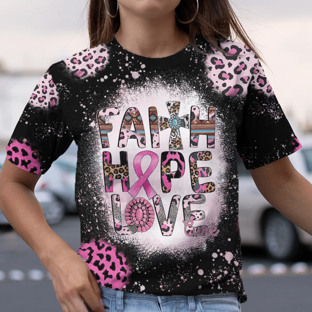 Faith Hope Love Cure - Breast Cancer Awareness All Over T-shirt and Hoodie 0822