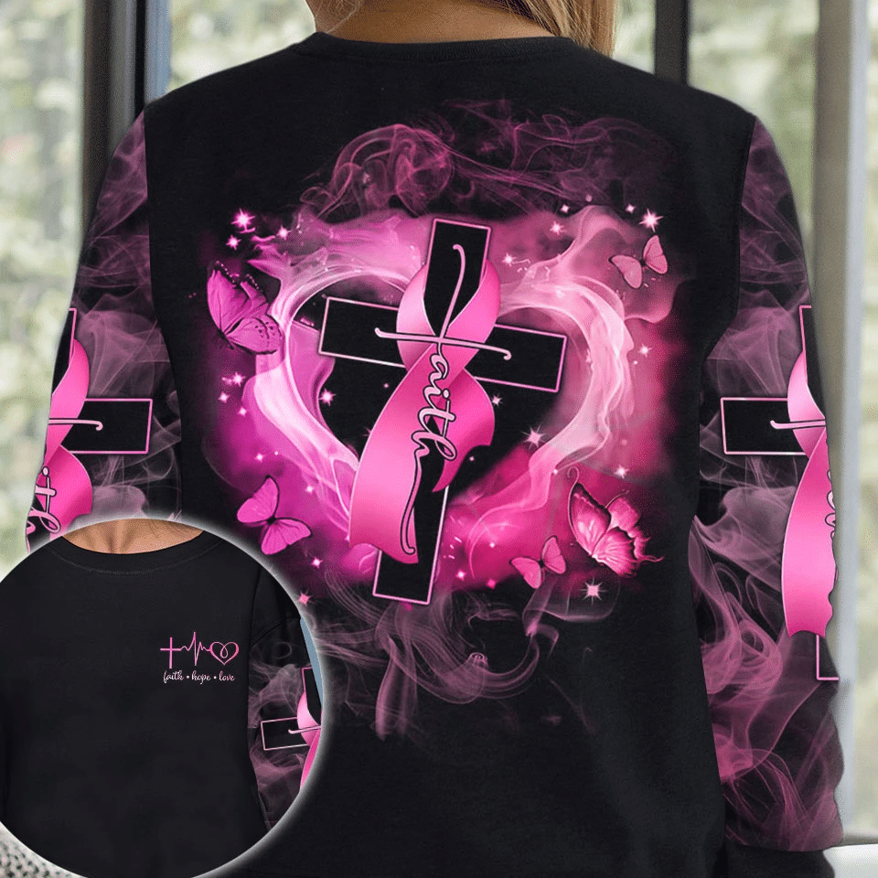 Faith Hope Love - Breast Cancer Awareness All Over T-shirt and Hoodie 0822