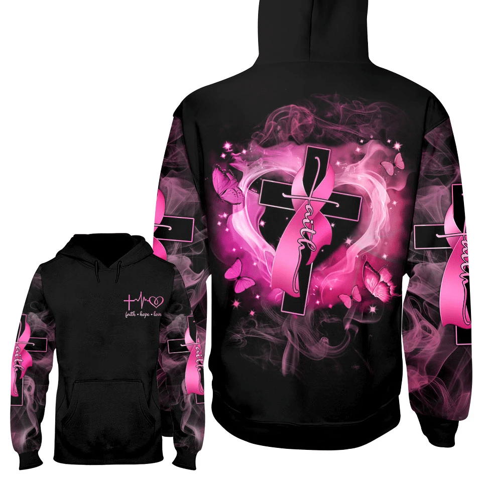Faith Hope Love - Breast Cancer Awareness All Over T-shirt and Hoodie 0822