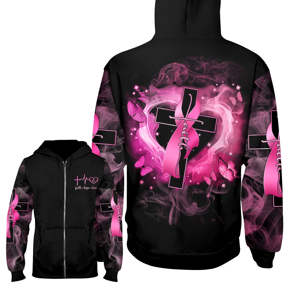Faith Hope Love - Breast Cancer Awareness All Over T-shirt and Hoodie 0822