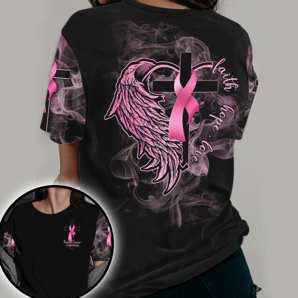 Faith Hope Love - Breast Cancer Awareness All Over T-shirt and Hoodie 0822
