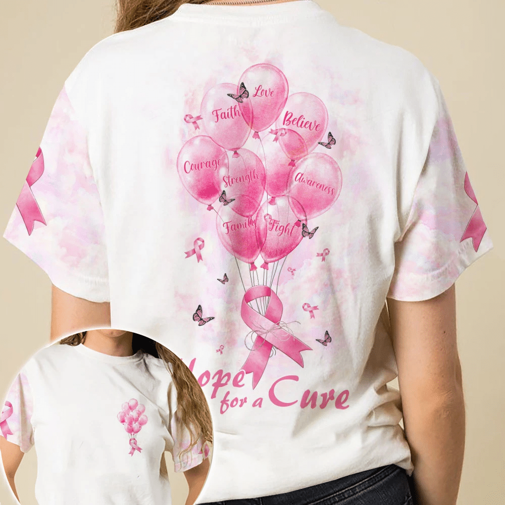 Hope For A Cure Breast Cancer - Breast Cancer Awareness All Over T-shirt and Hoodie 0822