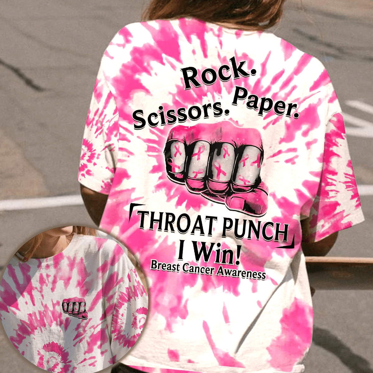 Throat Punch I Win Breast Cancer - Breast Cancer Awareness All Over T-shirt and Hoodie 0822