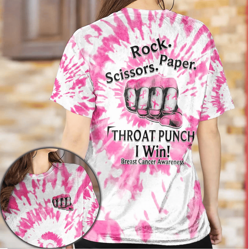 Throat Punch I Win Breast Cancer - Breast Cancer Awareness All Over T-shirt and Hoodie 0822