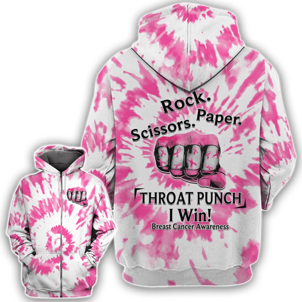 Throat Punch I Win Breast Cancer - Breast Cancer Awareness All Over T-shirt and Hoodie 0822