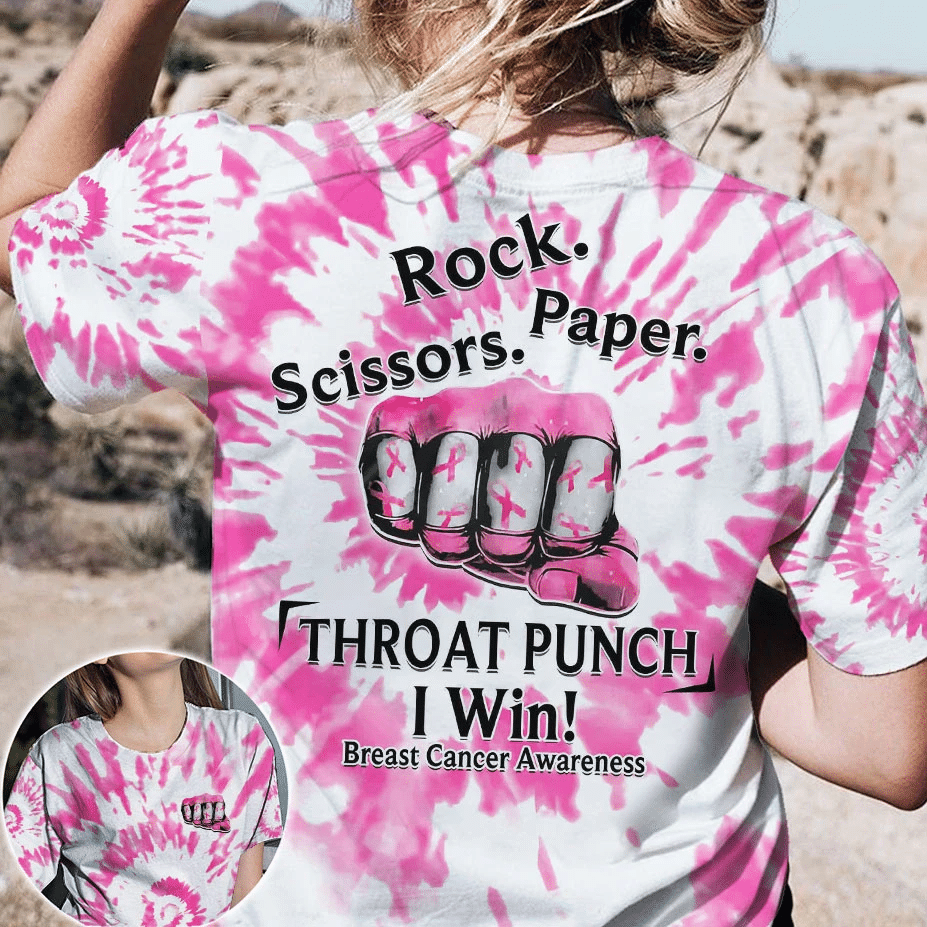 Throat Punch I Win Breast Cancer - Breast Cancer Awareness All Over T-shirt and Hoodie 0822