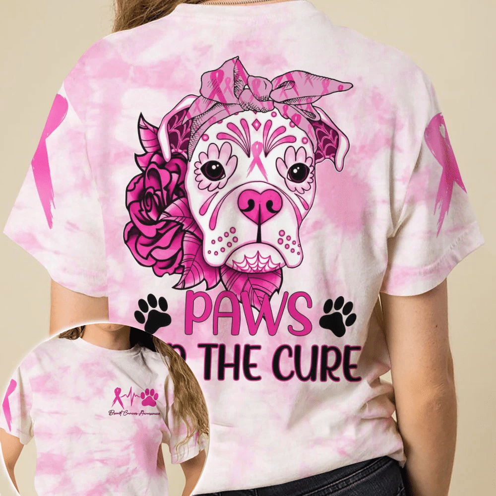Paws For The Cure - Breast Cancer Awareness All Over T-shirt and Hoodie 0822