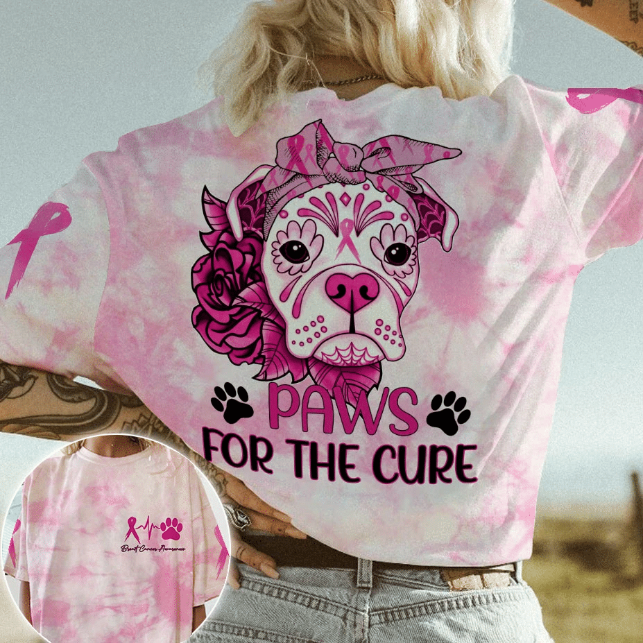 Paws For The Cure - Breast Cancer Awareness All Over T-shirt and Hoodie 0822