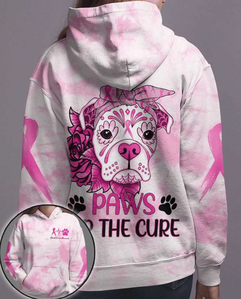 Paws For The Cure - Breast Cancer Awareness All Over T-shirt and Hoodie 0822