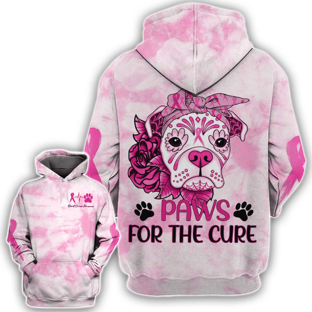 Paws For The Cure - Breast Cancer Awareness All Over T-shirt and Hoodie 0822