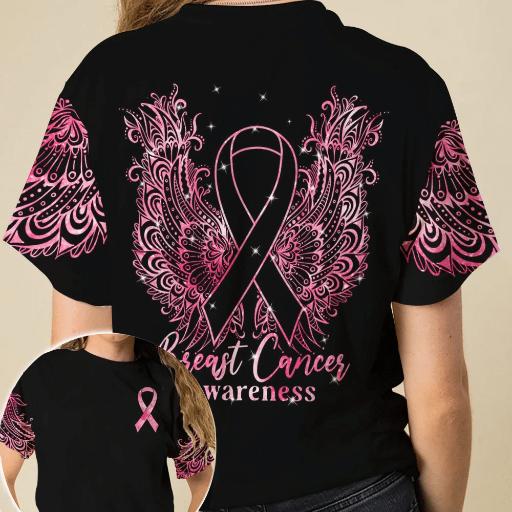 Mandala Breast Cancer Wings - Breast Cancer Awareness All Over T-shirt and Hoodie 0822