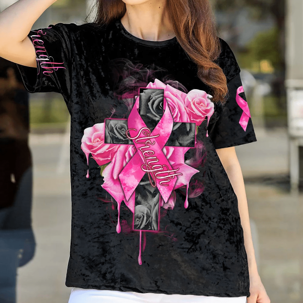 Roses Strength - Breast Cancer Awareness All Over T-shirt and Hoodie 0822