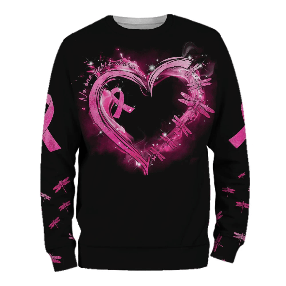 No One Fights Alone Breast Cancer - Breast Cancer Awareness All Over T-shirt and Hoodie 0822