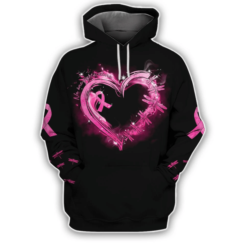 No One Fights Alone Breast Cancer - Breast Cancer Awareness All Over T-shirt and Hoodie 0822