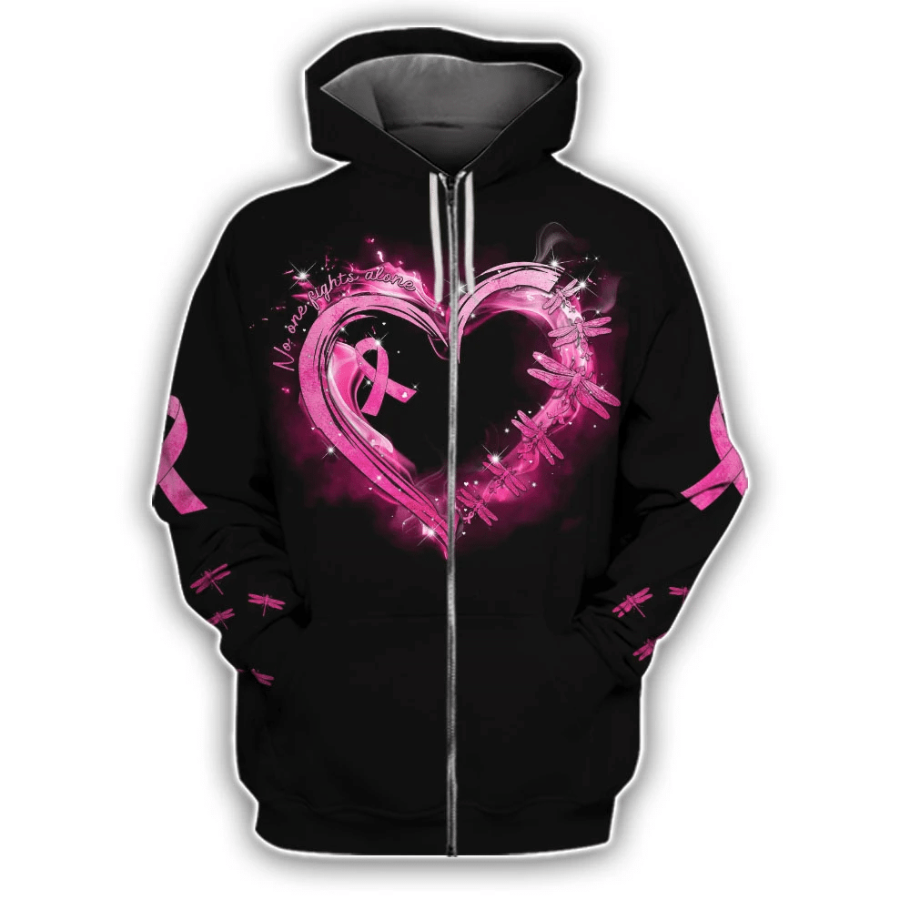 No One Fights Alone Breast Cancer - Breast Cancer Awareness All Over T-shirt and Hoodie 0822