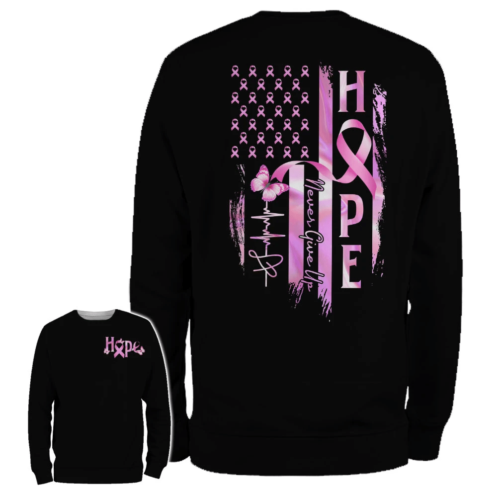 Hope Flag Never Give Up - Breast Cancer Awareness All Over T-shirt and Hoodie 0822