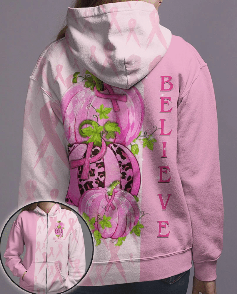 Believe Pumpkins - Breast Cancer Awareness All Over T-shirt and Hoodie 0822