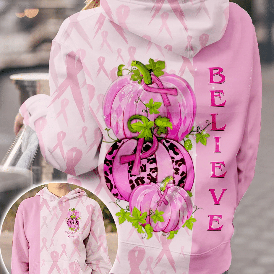 Believe Pumpkins - Breast Cancer Awareness All Over T-shirt and Hoodie 0822