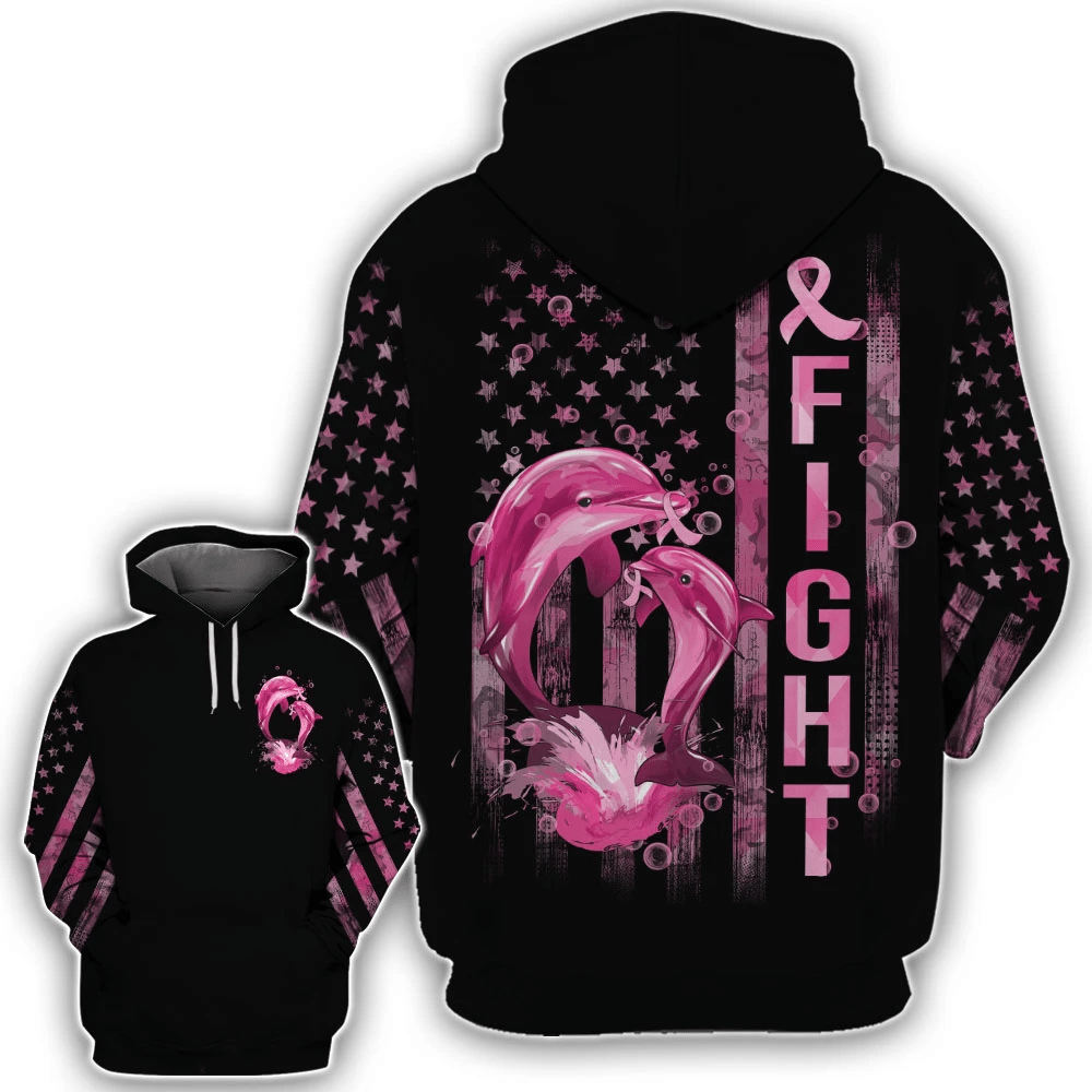 Fight Dolphin Flag - Breast Cancer Awareness All Over T-shirt and Hoodie 0822