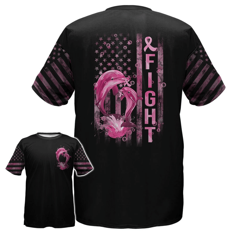 Fight Dolphin Flag - Breast Cancer Awareness All Over T-shirt and Hoodie 0822