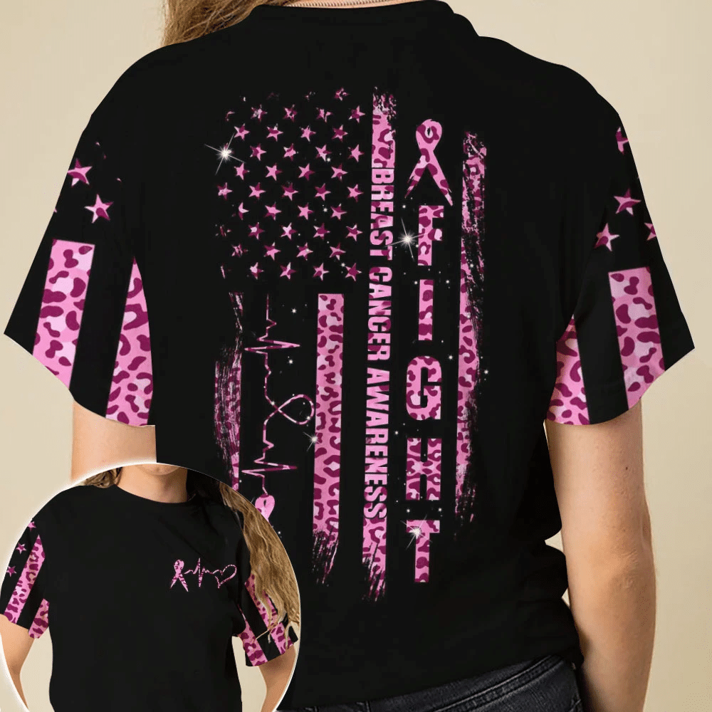 Fight Leopard Pink Breast Cancer - Breast Cancer Awareness All Over T-shirt and Hoodie 0822