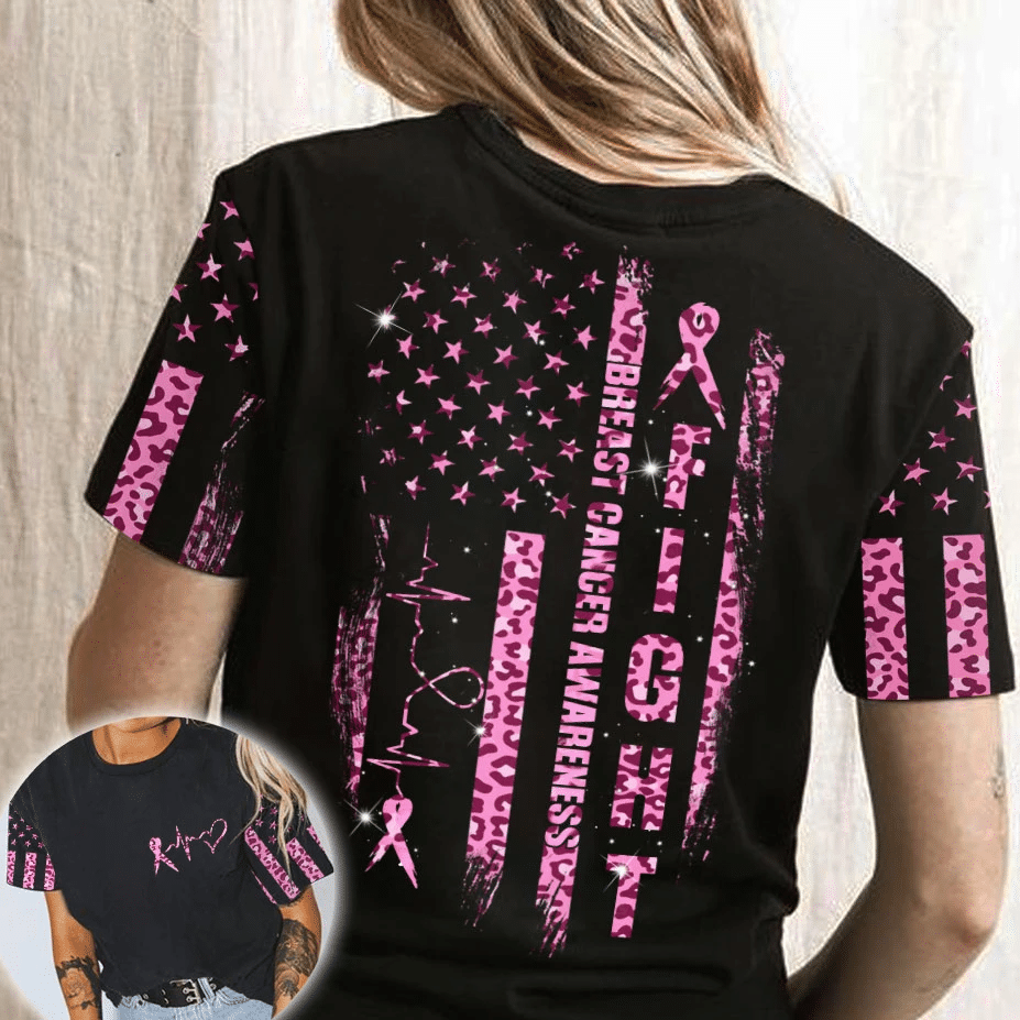 Fight Leopard Pink Breast Cancer - Breast Cancer Awareness All Over T-shirt and Hoodie 0822