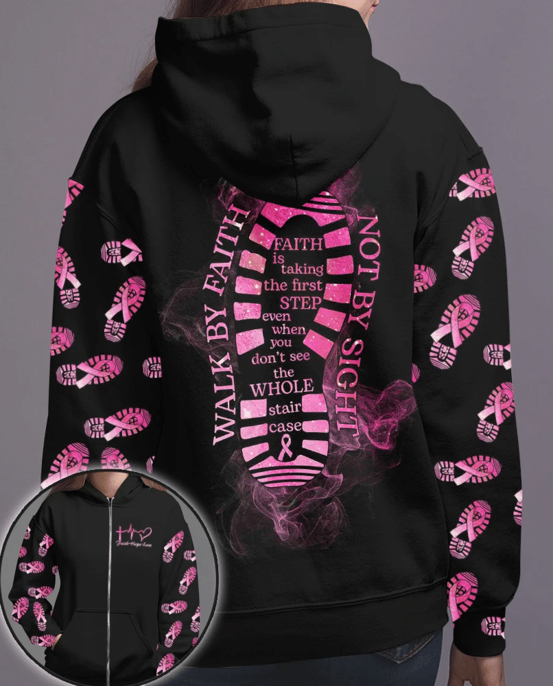 Walk By Faith Not By Sight - Breast Cancer Awareness All Over T-shirt and Hoodie 0822