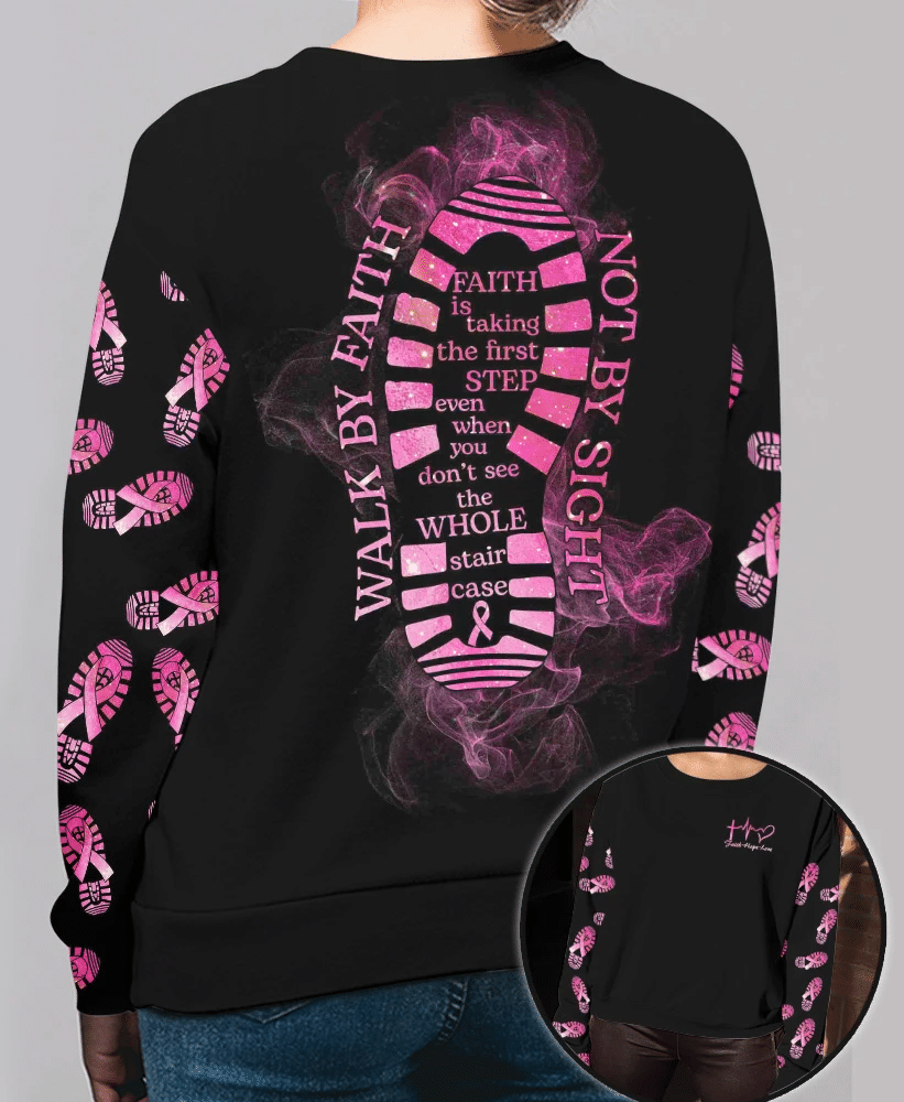 Walk By Faith Not By Sight - Breast Cancer Awareness All Over T-shirt and Hoodie 0822