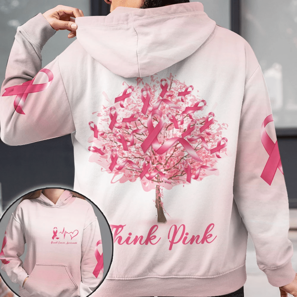 Think Pink - Breast Cancer Awareness All Over T-shirt and Hoodie 0822