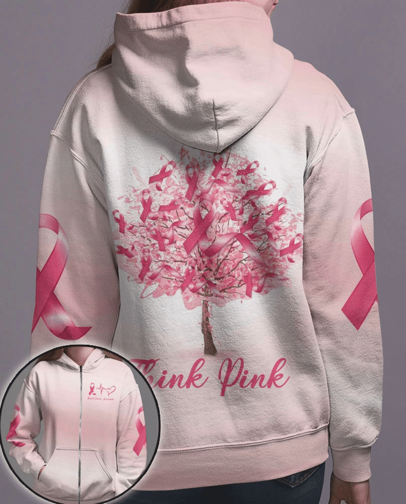 Think Pink - Breast Cancer Awareness All Over T-shirt and Hoodie 0822