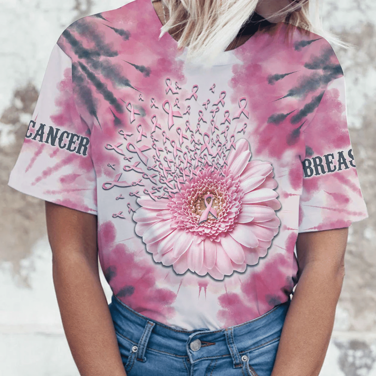 Daisy Pink Ribbons - Breast Cancer Awareness All Over T-shirt and Hoodie 0822