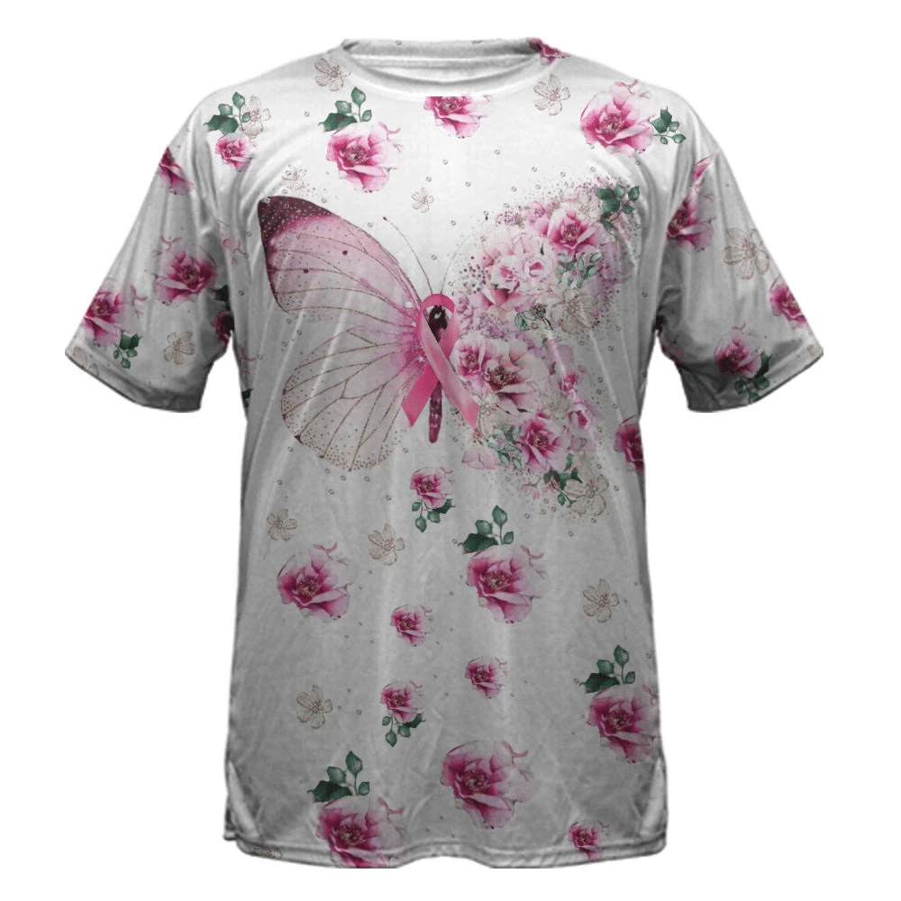 Butterfly Floral Breast Cancer - Breast Cancer Awareness All Over T-shirt and Hoodie 0822