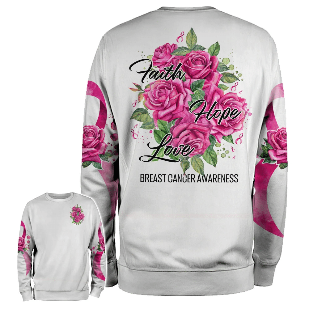 Roses Faith Hope Love - Breast Cancer Awareness All Over T-shirt and Hoodie 0822